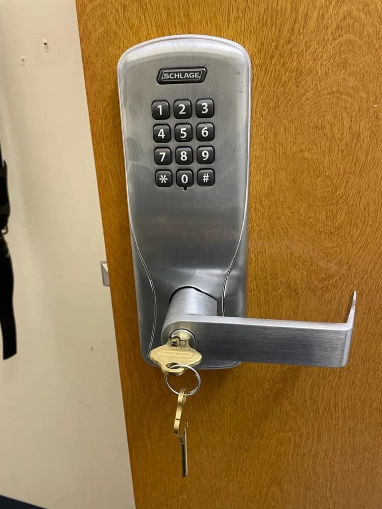 Keyless smart deadbolt installation on a Charlotte, NC front door